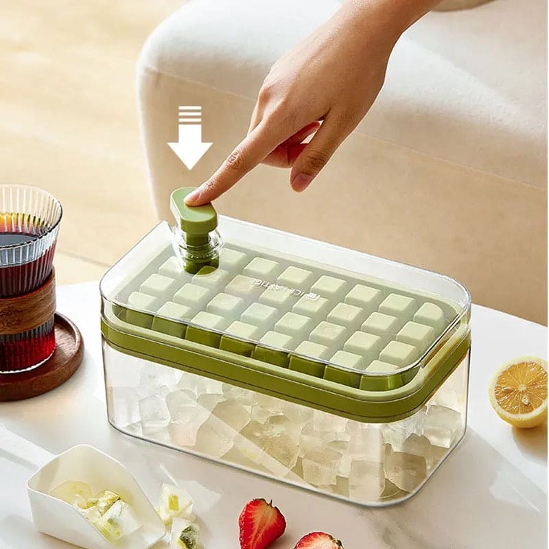 Button Press Ice Cube Tray, 31 Grids One Button Press Ice Cube Tray With Storage Box, Ice Cube Molds Ice Box, New Ice Cube Tray With Lid and Bin, Stackable Easy Release Ice Trays for Beverages Button Press Ice Cube Tray, 31 Grids One Button Press Ice Cube Tray With Storage Box, Ice Cube Molds Ice Box, New Ice Cube Tray With Lid and Bin, Stackable Easy Release Ice Trays for Beverages